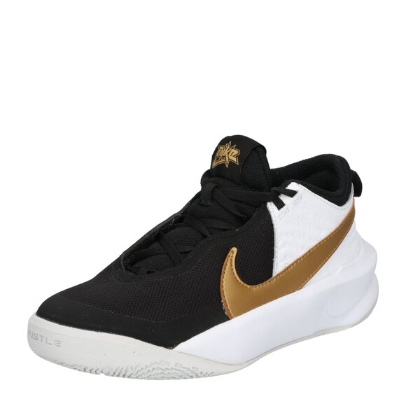 NWT Nike unisex Team Hustle D 10 Basketball Sneaker,Black/Gold/White-Size 5.5 - Picture 1 of 3
